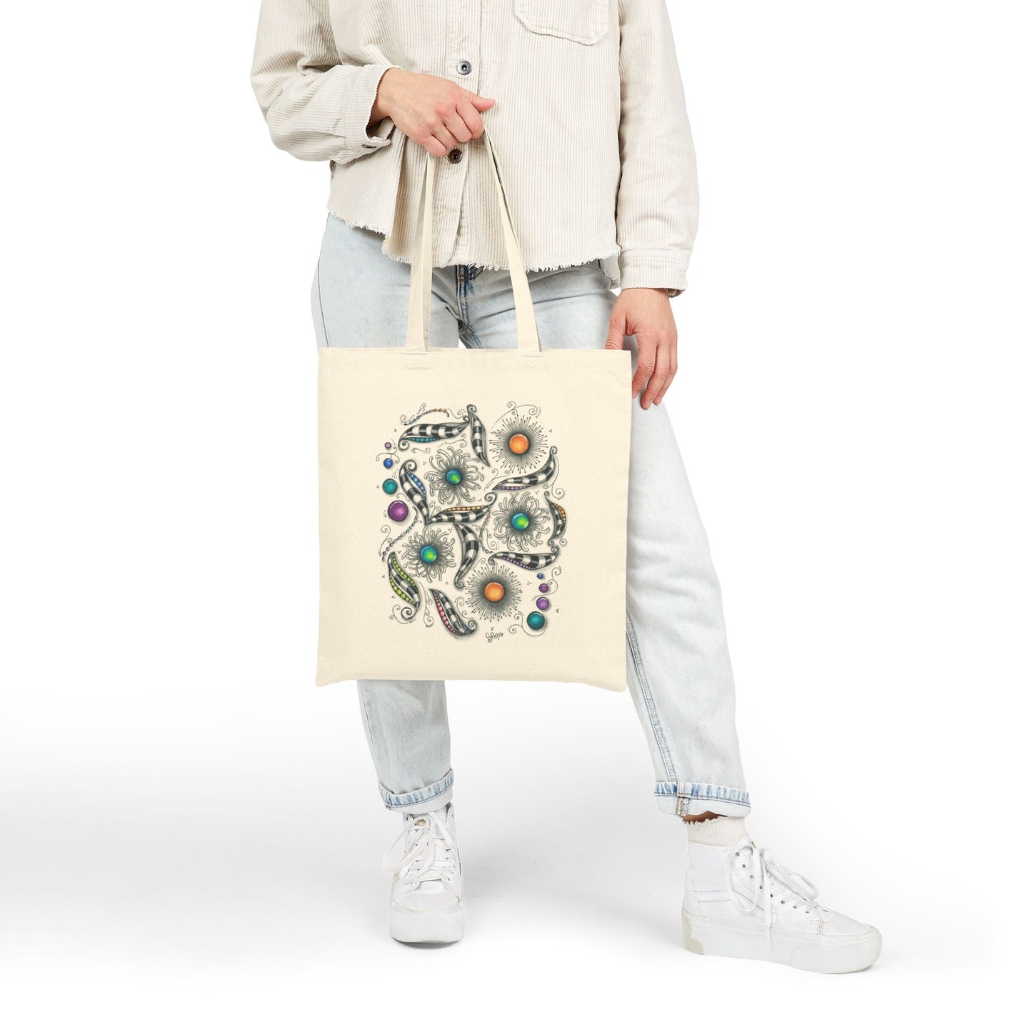 Zen Whimsy Cotton Canvas Tote Bag